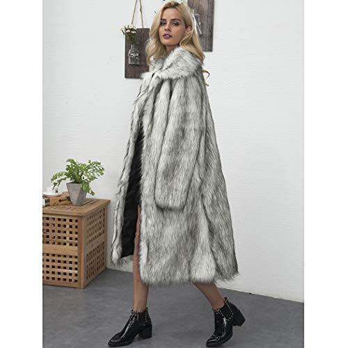 Romanticdesign Women's Long Lapel Faux Fur Jacket Shaggy Coat Warm Outerwear Cardigan Grey Us 12 #TOP3