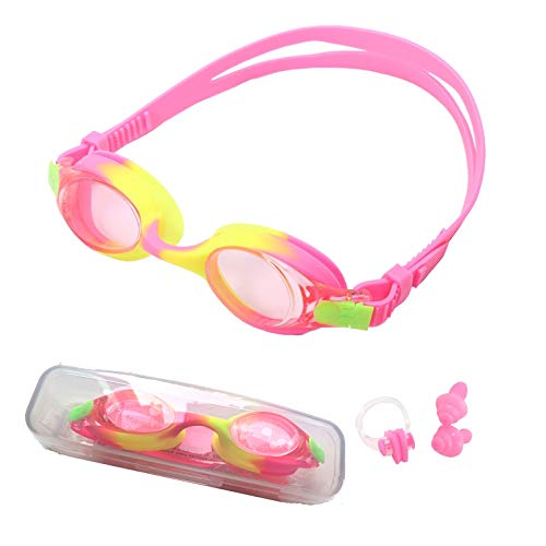 Sacimido 子供 水泳ゴーグル スイミングゴーグル 曇り止め 水漏れ防止スイムゴーグル UVカット 3D人間工学設計 ベルト調節可 男女兼用 海水浴 水中 競泳用 ピンク