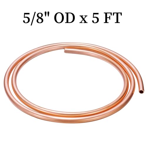 Image of GOORY Copper Tubing 5 /8 inch OD x 0.562 inch ID x 5 FT - 99.9% C12200 Pure ACR Tube - ASTM B280 Refrigeration T2 Copper Tube Soft Coil - Round Seamless Tubing for HVAC System Refrigerator Industry DIY