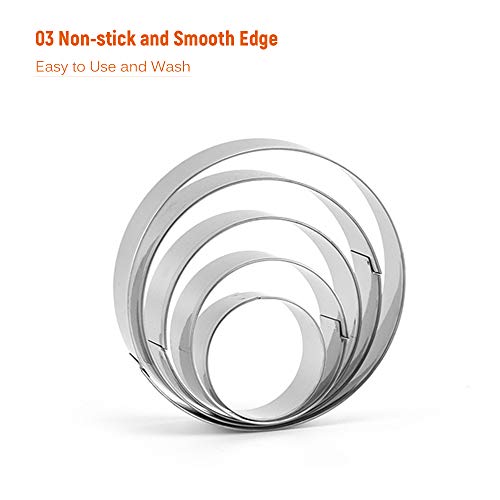 DECDEAL 5 PCS Moldes de Cozimento de Biscoitos Círculo Conjunto de Moldes de Metal Forma Redonda de