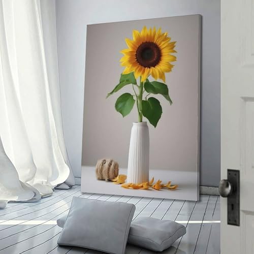 Affiche tournesol vase blanc art mural à suspendre 40x60cm