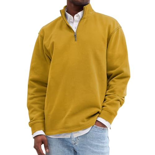 Generisch Sudadera con capucha para hombre sin capucha, sudadera con capucha para hombre, talla grande, cremallera 1/4, parte superior deportiva ligera, abrigo de otoño, chaqueta de entretiempo