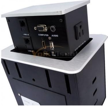 Conference Table Connectivity Box 1 HDMI + 1 VGA + 1USB + 2 RJ 45 + AC Power（US）2 - Silver