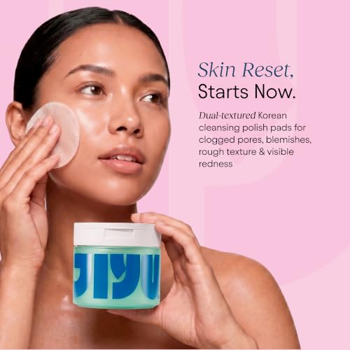Image of JIYU Cleansing Polish Pads - Korean Skincare for Clogged Pores, Breakouts & Uneven Skin Texture - Face Exfoliating Pads with Glycolic Acid (AHA), Salicylic Acid (BHA) & Niacinamide - 60 Count