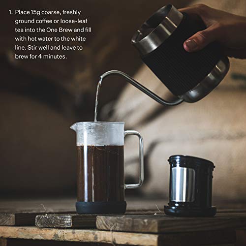 Barista & Co Manual, cafetera especial, infusor de café y té 4 en 1 con vaso de vidrio borosilicato, filtro de metal y… - Imagen 6