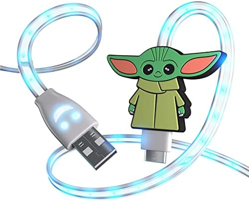 Baby Yoda 3ft USB Type-C Cable with LED Flowing Light - Compatible with Samsung Galaxy S10/S10E/S9/S8 Plus, Note 10/9/8, Moto Z, LG G8, and More