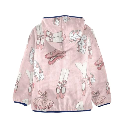 Ballet Shoes and Skirts Toddler Fleece Jacket Girl Boys Hooded Fleece Jacket Coat Warm Outwear Zip-up 3-10T2