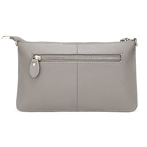 Image of YALUXE Genuine Leather Wristlet Handbags Purses Cell Phone Pocket Clutch Wallet Crossbody Bags for Women