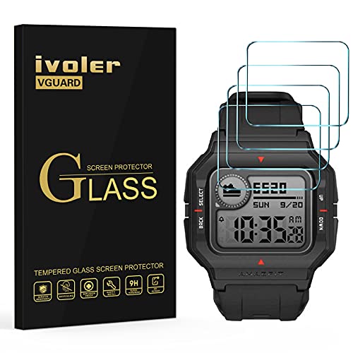 ivoler 4 Piezas Protector de Pantalla para Huami Amazfit Neo, Cristal Vidrio Templado Premium para Huami Amazfit Neo