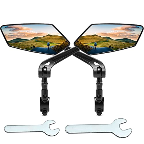 2 Stück Fahrradspiegel Rückspiegel, HD 360° Verstellbar Fahrrad Spiegel Rückspiegel, Großer Klappbar Spiegel für 20-24mm Lenker, Fahrradspiegel für Fahrrad Mountainbike Rennrad E-Bike Cover