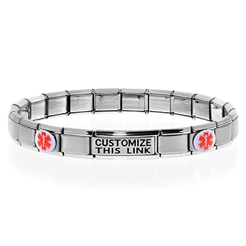 Medical Alert Bracelet ZKXXJ Stainless Steel Allergy ID (Custom