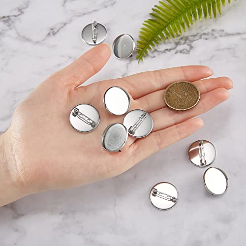Image of LiQunSweet 100Pcs 304 Stainless Steel Brooch Findings Back Bar Findings Flat Round for Jewelry Finding Making Craft Art DIY Project Replacement - 22mm