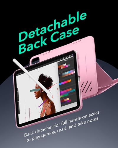 Image of ESR for iPad A16 Case, iPad 11th /10th Generation Case (2025 /2022), Removable Magnetic Cover with Pencil Charging & Storage, Adjustable Portrait /Landscape Stand, 9 Standing Angles, Shift Series, Pink