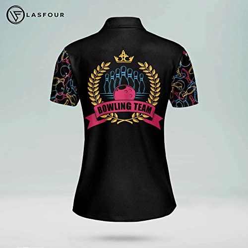 Lasfour Personalized 3D Bowling Team Shirts For Women, Custom Quick-Dry Bowling Shirts Short Sleeve Polo For Girls, Gifts For Women's Bowling Team #TOP2