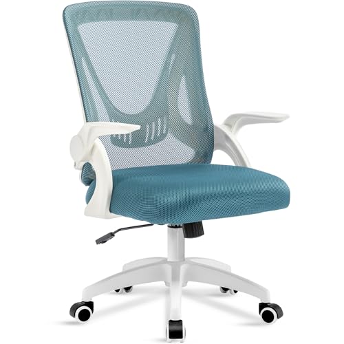 Blisswood Office Desk Chair, Ergonomic Mesh Chair With 90° Flip-up Armrest Swivel Computer Chair With Lumbar Support, Adjustable Height, Back Support 360° Rotation Gaming Chair For Home Office