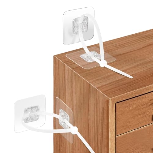 Image of No Drill Furniture Anchors Adhesive (10 Packs) for Baby Proofing Clear White