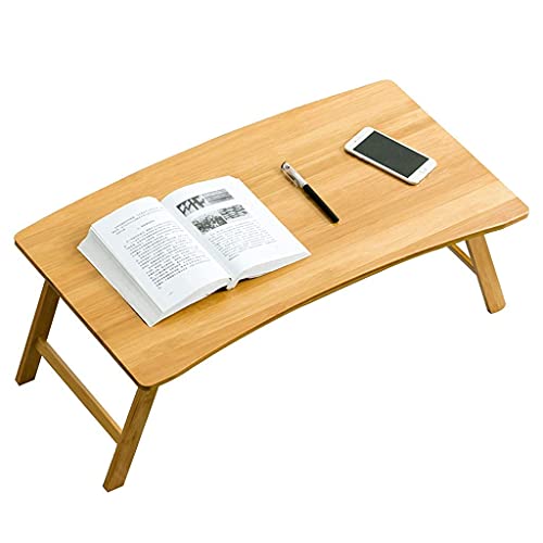 Mesa plegable para cama para laptop, mesita de noche ajustable para café y TV, 100% bambú, bandeja de servir desayuno, tamaño 60 x 38 x 23 cm, color madera, perfecta para uso doméstico