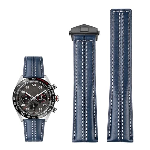 Bracelet de montre en cuir véritable 22mm style vintage Tag Heuer Carrera