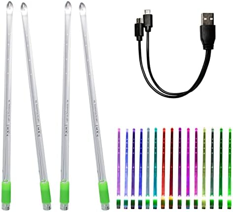 Hami LED Light Up Drum sticks 2 Pack(4pcs), 15 Color Changing Drumsticks, Support USB Charging with Opening Key, PC Polymer Material, Durable Professional Musical Practice for Kids Adults