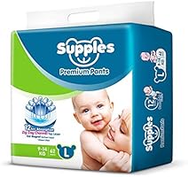 Supples Baby Pants Diapers, Large (9-14 kg), 62 Count