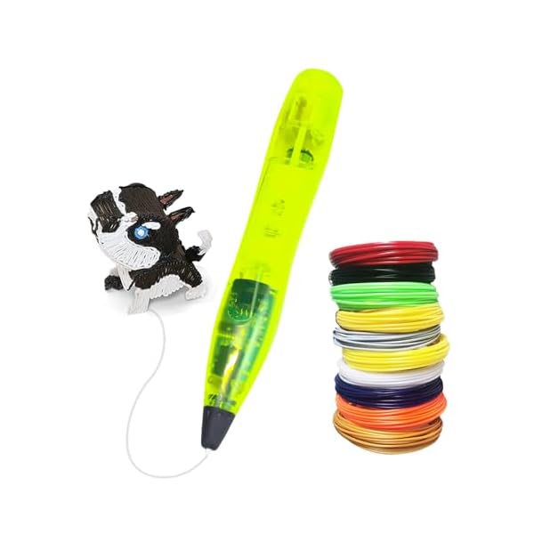 LIHUACHEN Lot de stylos 3D pour enfants avec filament PLA 24 couleurs, stylo d'impression 3D avec bouton de contrôle du capteur de lumière, câble USB, protège-doigts, pochoirs et support de dessin