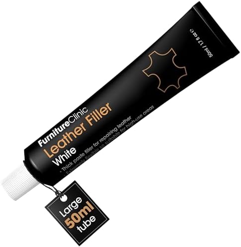 Furniture Clinic Leather Repair Filler (White) - Paintable Heavy Leather Filler Repair Compound for Filling Holes, Scuffs, Scratches, Cracking Etc - Heavy Filler - 50ml