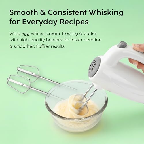 Image of Glen Electric Hand Mixer 125W with Beater & Dough Kneader Hook, Safety Eject Feature, 5 Speed Setting for Quick Mixing, Whisking, Whipping - Cream, Cake & Eggs - White (4059)