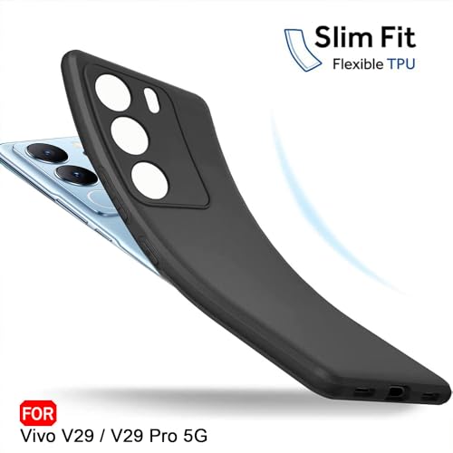 Image of TheGiftKart Sleek Back Cover Case for Vivo V29 / V29 Pro 5G | Slim Fit Protective Design | Ultra Matte Finish | Camera Protection Bump | Soft Silicon Back Cover Case for Vivo V29 / V29 Pro 5G (Black)