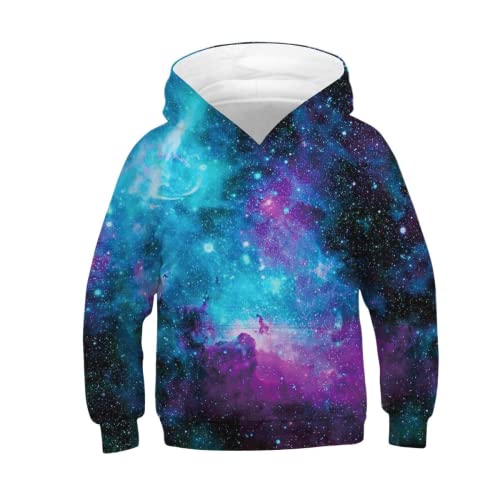 NEWCOSPLAY Boys Hoodies Hooded Sweatshirt 3D Novelty Pullover with Pocket for Girls Kids 6-14 Years(Galaxy Pink, Small)