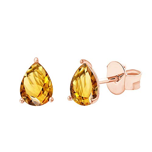 Boucles d'oreilles citrine en poire or rose, le cadeau idéal pour un anniversaire