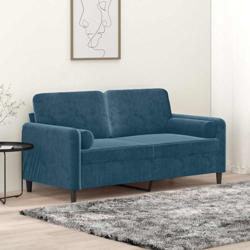 Sofá de 2 plazas moderno azul con cojines decorativos 3