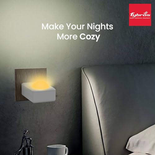 Image of FYBROS Bloom Pro LED Night Lamp | 0.5W | Yellow Light | Indirect Lighting | 2-Pin Plug | Energy Efficient | Low Power Consumption | Ideal for Bedroom, Kids Room, Hallway | Pack of 1