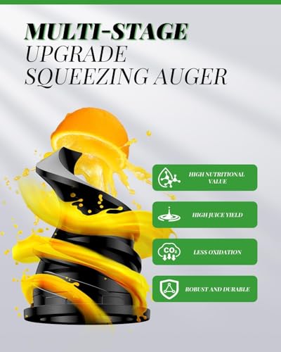 GDOR Entsafter Slow Juicer mit 90mm Extra Großem Einfüllschacht für Ganze Früchte und Gemüse, leicht zu Reinigen Entsafter Gemüse und Obst, Hohe Saftausbeute Juicer Machine, BPA-frei, 200W, Bürste – Bild 4