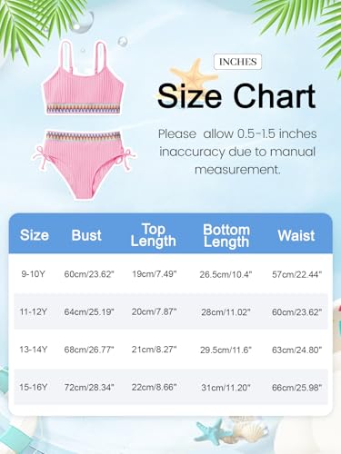 Patgoal Girls Swimsuits Teen Girls Two Piece Bathing Suit High Waist Bikini Set with Chest Pad Color Block Swimwear 9-16T2