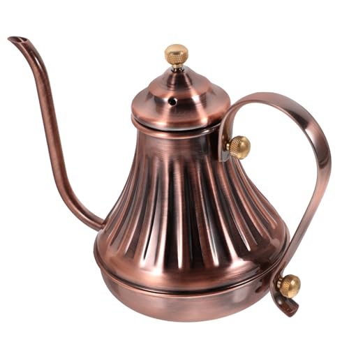 STOBAZA 1Pc Gooseneck Coffee Kettle Hand Drip Coffee Pot Stainless Steel with Vintage Finish for Home Office Cafe Brewing