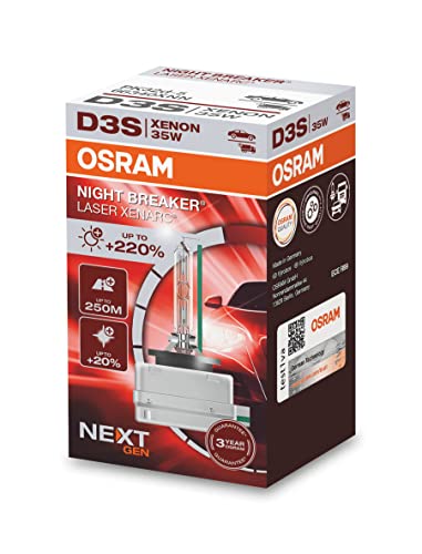 Osram Xenarc Night Breaker Laser D3S Next Generation, +220% Di Luce, Bulbo Hid Allo Xeno, Lampada A Scarica, 66340Xnn,Scatola Pieghevole (1 Lampada)