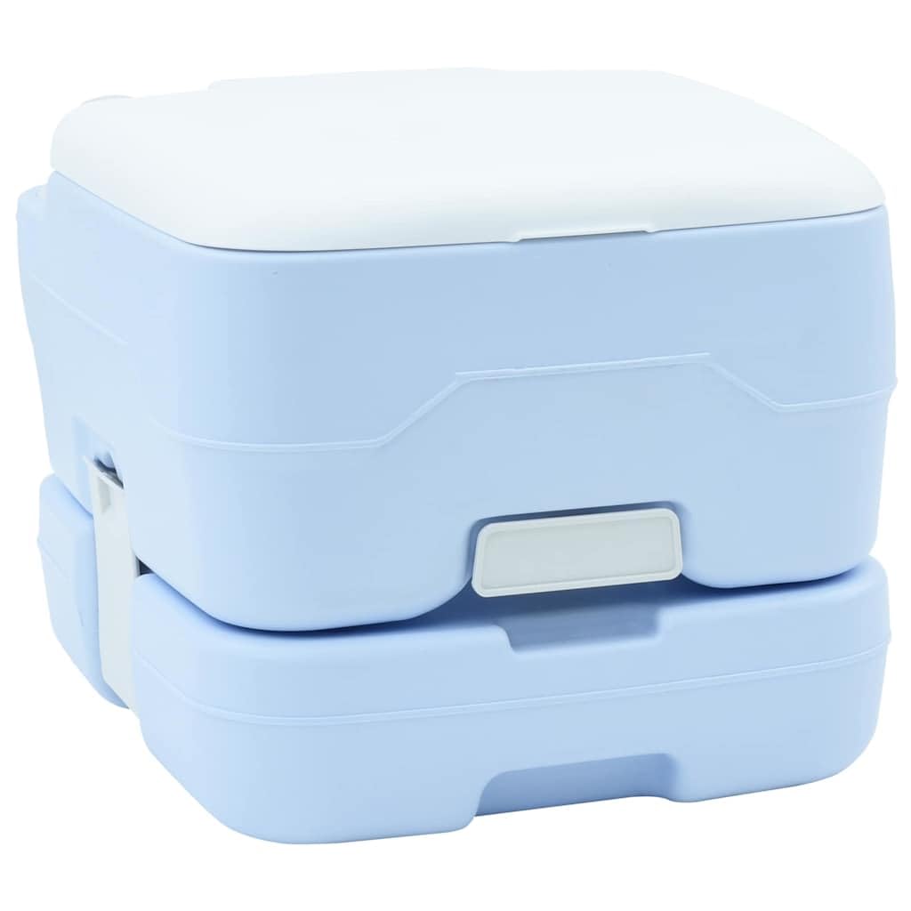 WC da campeggio grigio bianco in polietilene, 41,5 x 36,5 x 37 cm, portatile e compatto, con ugello di risciacquo tipo T, per campeggio, escursionismo, viaggi, mobile e inodore