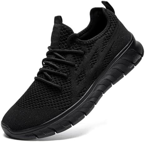 MGBDSZ Mens Walking Tennis Shoes Slip On Hiking Running Sneakers Non Slip Fitness Casual Workout Athletic Gym Lightweight Breathable Comfortable Trainers Black US 11