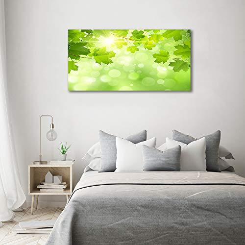 Mural art image verre plastique déco 140x70 cm tableau acrylique feuilles