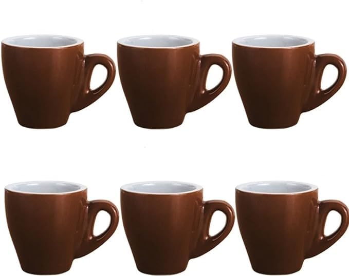Set 6 tazzine caffè Generico 6 Pezzi Tazzina da caffè tazza da caffè 6 Tazze ceramica altezza 6 cm tazzine colorate con manico (Marrone)
