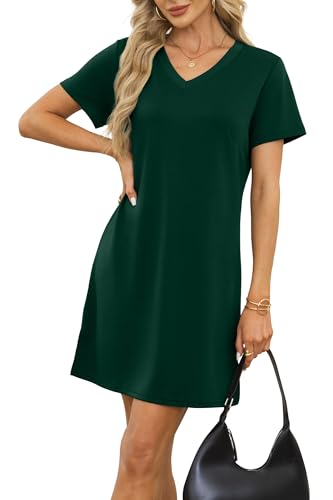 Image of RUMIA Summer Dresses for Women 2026 V-Neck Casual Sundresses T-Shirt Dress