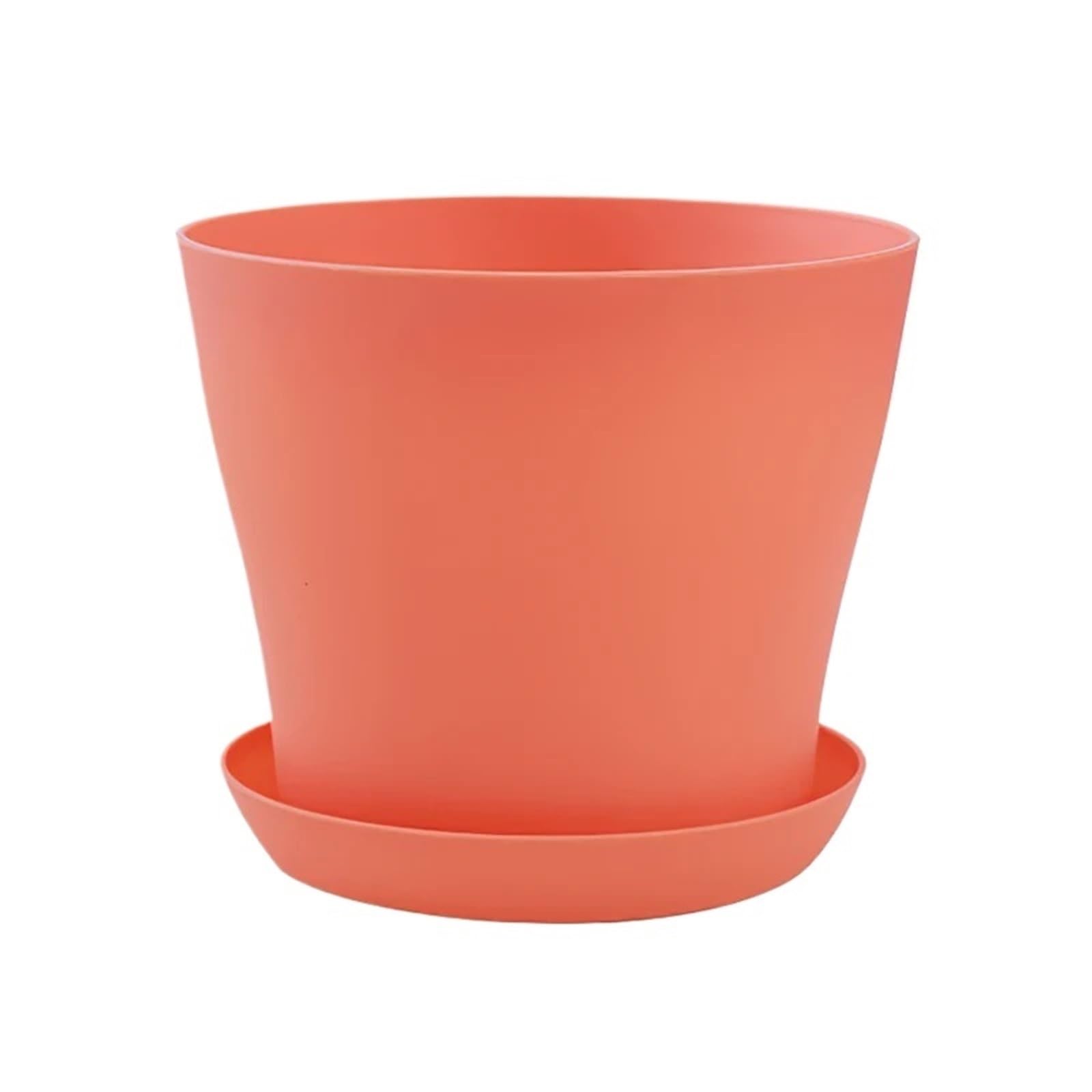 WLIHDB 1Pcs Flower Planter Pots Round Succulents Plant Pot With Tray Garden Indoor Bonsai Balcony Decor Горшок Для Цветов for Seeds Seedling(Rose Red)