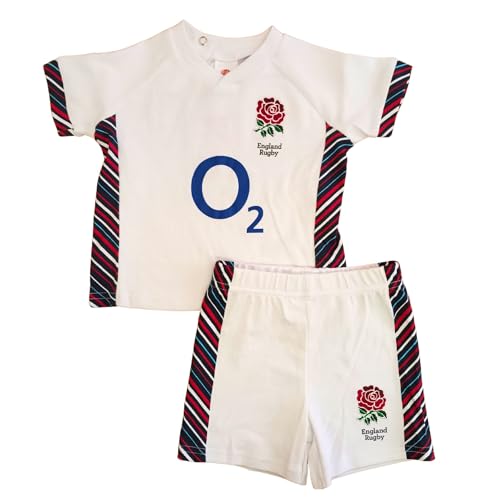 England RFU Rugby Baby/Toddler Home T-Shirt & Shorts Set | White | 2024/25 (UK, Age, 6 Months, White)