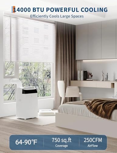 Image of Garvee 14,000 BTU Portable Air Conditioner, 3-in-1 Portable AC Unit with Cool, Dehumidifier & Fan Modes, Covers Rooms up to 750 sq.ft, Sleep Mode, Remote Control, Timer & Full Window Kit