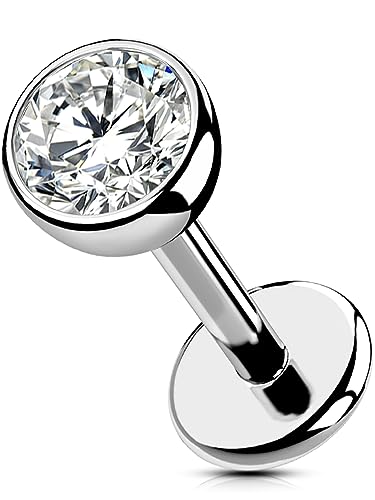 OUFER Body Piercing Lippenpiercing Titanium Threadless Labret Piercing Stud Jewellery 18G 5/6/8/10/12mm Lip Labret Stud Tragus Helix Piercing Stud Bar