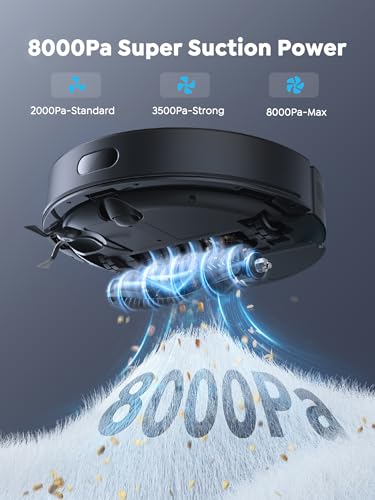 Image of Vyzzle Robot Vacuum and Mop, 8000Pa Self Emptying Robot Vacuum with LiDAR Navigation & Smart Mapping, Robotic Vacuum Cleaner for Pet Hair, Carpet & Hard Floors, 180Min Runtime, App /Alexa Control, E20