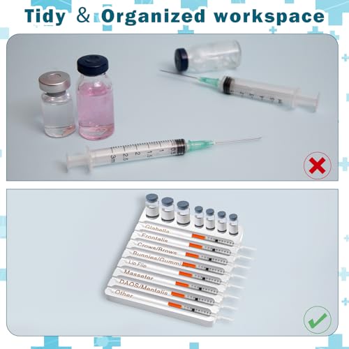 Image of Geelin 1 Pcs Aesthetic Practitioner Syringe Tray with 8 Slots Label Bamboo Vial Holder Syringe Preparation Tray, 2-in-1 Combination Medical Supply Storage for Aestheticians, Nurses (Elegant,White)