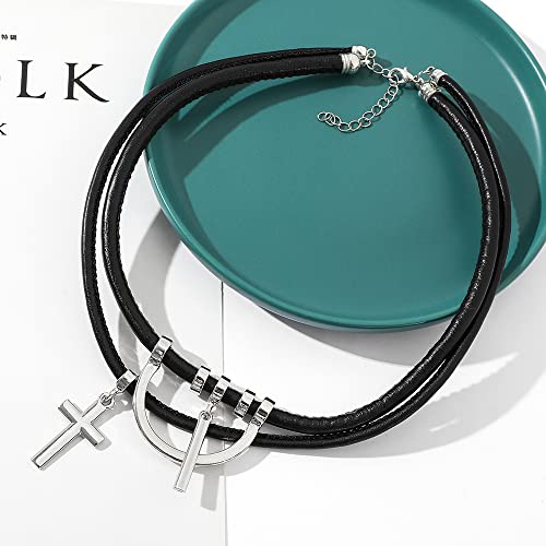 K Anime Tokyo Mitani Cosplay Necklace - Black Layered Leather Chain Creative Decor Comic Choker For Men Boys Acessories, Jewelry Gifts For Manga Fans #TOP2