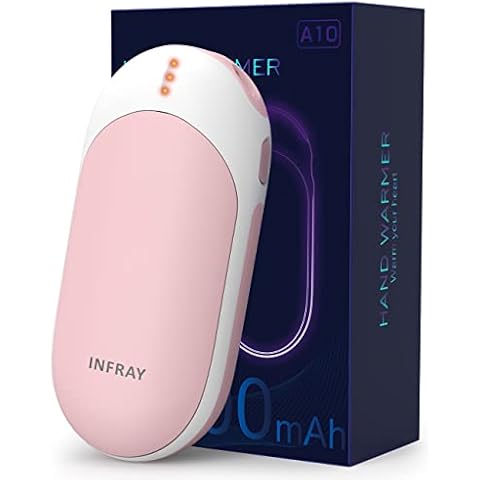 infray Hand Warmers Rechargeable, USB Reusable Hand Warmer 9000mAh Electric Portable Pocket Warmer/Power Bank, 14Hrs Long Lasting Hand Heater Warm Winter Gift for Women Men - Pink Cover
