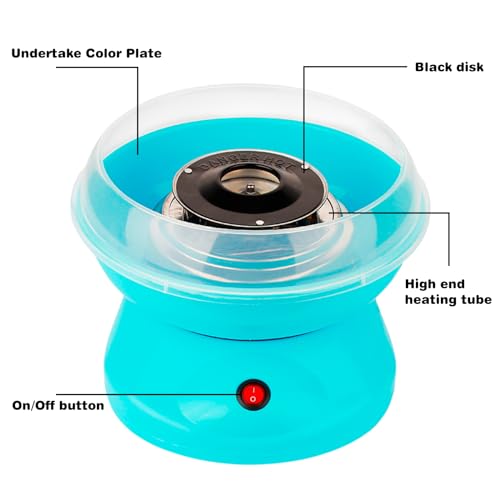 Zuckerwattemaschine Retro Cotton Candy Machine: Zuckerwatte Maschine mit Stäbchen und Messlöffel, Zuckerwatte Zucker Set Höhe 27 cm für Zuhause Kindergeburtstag Party Blau – Bild 6